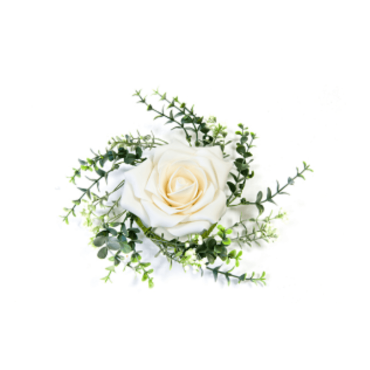 Rose décorative et feuillage de centre de table - Ivoire