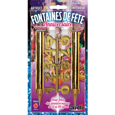 Fontaines de fête anniversaire avec chiffres dorés pour gâteaux | jourdefete.com