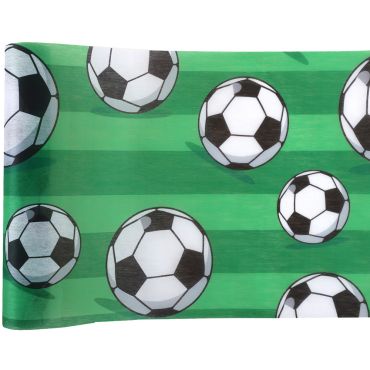 Chemin de table football vert avec ballons pour décoration anniversaire | jourdefete.com