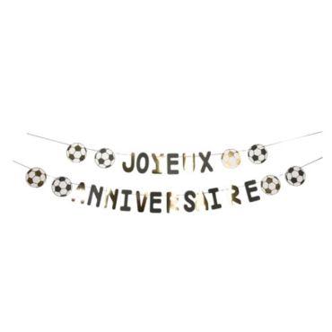Guirlande Joyeux Anniversaire - Football - Noir, Blanc et Or Guirlande Joyeux Anniversaire - Football - Noir, Blanc et Or