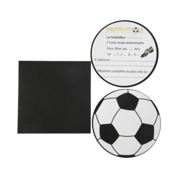 8 invitations avec enveloppes - Football - Noir, Blanc et Or