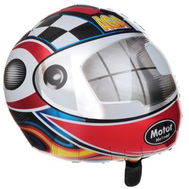 Ballon aluminium en forme de casque de pilote de course | jourdefete.com