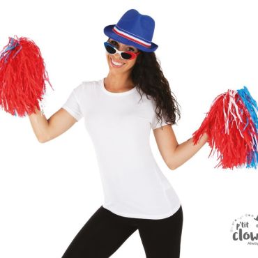 Pompon cheerleader tricolore rouge blanc bleu | jourdefete.com