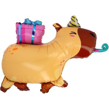 Ballon en aluminium en forme de capybara kawaii avec chapeau de fête et cadeau d'anniversaire | jourdefete.com Ballon en aluminium en forme de capybara kawaii avec chapeau de fête et cadeau d'anniversaire | jourdefete.com