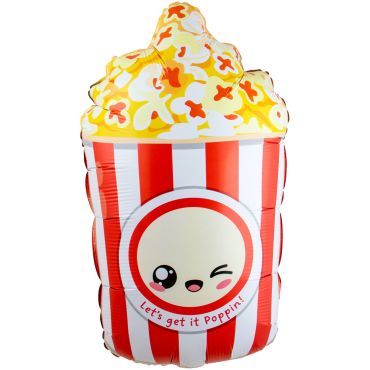 Ballon aluminium en forme de boîte de pop-corn rayée rouge et blanche avec un visage kawaii | jourdefete.com Ballon aluminium en forme de boîte de pop-corn rayée rouge et blanche avec un visage kawaii | jourdefete.com