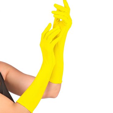 Gants longs fluorescents jaunes | jourdefete.com