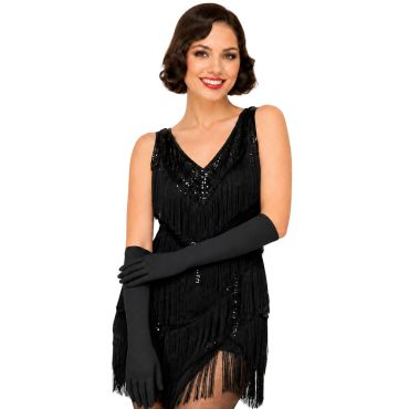 Gants longs charleston noirs de 40 cm pour déguisement des années 20 | jourdefete.com
