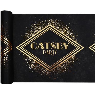 Chemin de table Gatsby noir et doré avec motifs Art Déco | jourdefete.com