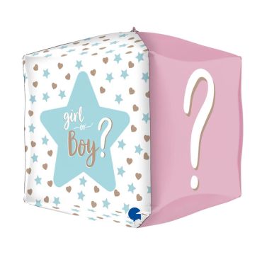 ballon en aluminium carré 4D gender reveal fille ou garçon ? de 38 cm | jourdefete.com