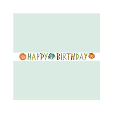 guirlande happy birthday les animaux de la jungle | jourdefete.com