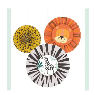 3 eventails animaux de la jungle a suspendre | jourdefete.com