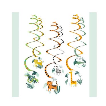 6 spirales à suspendre recto verso les animaux de la jungle | jourdefete.com