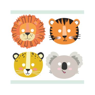 8 masques en carton les animaux de la jungle | jourdefete.com