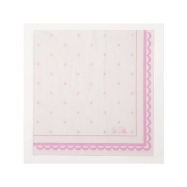 16 Serviettes à pois - Blanc et Rose