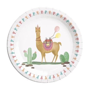 Sachet de 8 assiettes Lama et Cactus