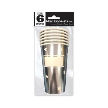 6 maxi gobelets étoiles argentés | jourdefete.com