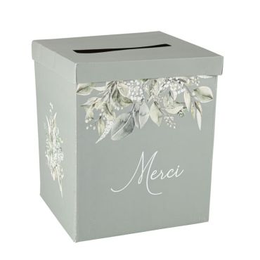 Une jolie urne verte avec des motifs de feuilles imprimées pour votre événement champêtre | jourdefete.com