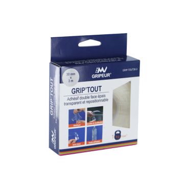 Adhésif double-face transparent Grip'Tout pratique et repositionnable | jourdefete.com