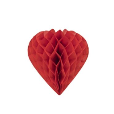 Coeur en Papier - Rouge -  30cm de Diamètre