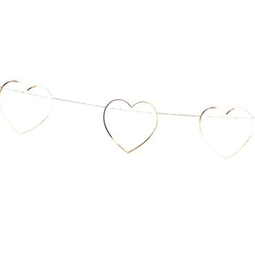 guirlande de cœurs dorés et blancs de 3 m | jourdefete.com