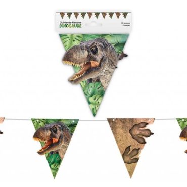 Une guirlande de fanions de 3 mètres sur le thème des dinosaures | jourdefete.com