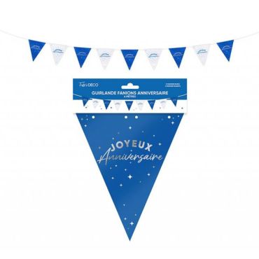 Guirlande fanion bleue Joyeux Anniversaire 6 mètres | jourdefete.com