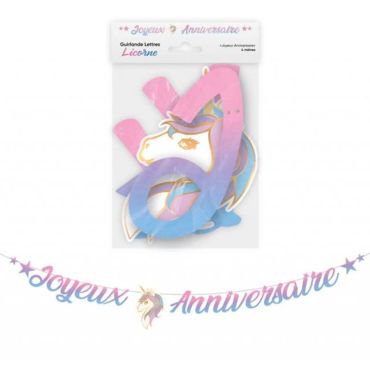 Une guirlande idéale pour souhaiter un joyeux anniversaire à un enfant fan des licornes | jourdefete.com