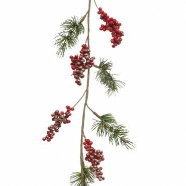 guirlande en plastique d'épines et de baies rouges à paillettes | jourdefete.com