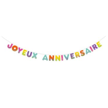 guirlande de lettres joyeux anniversaire 3D avec sequins | jourdefete.com
