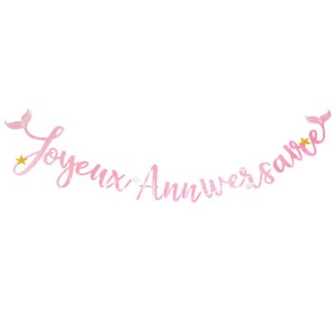 guirlande joyeux anniversaire sirène avec paillettes | jourdefete.com