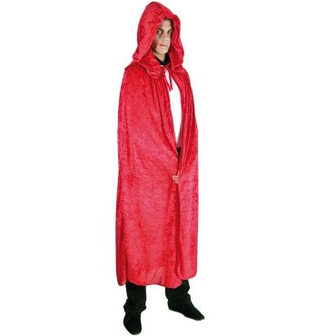 Cape Rouge en Velours avec Capuche Adulte - 182 cm
