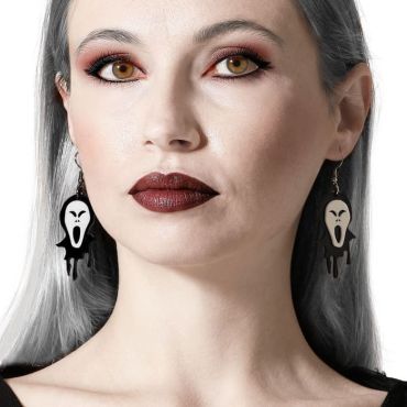 Boucles d’oreilles Halloween Ghostface noires et blanches | jourdefete.com