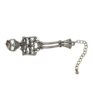 Bracelet squelette argenté avec chaînes et crâne décoratif | jourdefete.com
