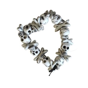 Enfilez ce bracelet tête de mort et os - 12 x 10 x 1,5 cm et partez à la soirée d’Halloween | jourdefete.com