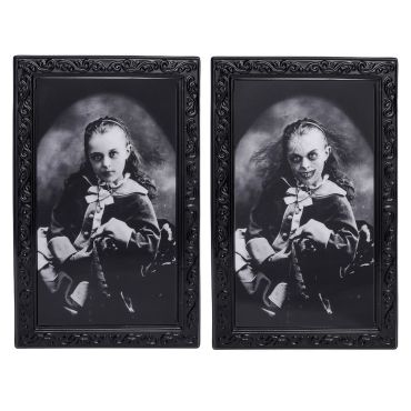 Cadre photo lenticulaire fille possédée effet horrifique pour déco Halloween | jourdefete.com