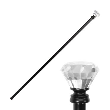 Canne noire avec diamant en plastique pour déguisement élégant Halloween | jourdefete.com