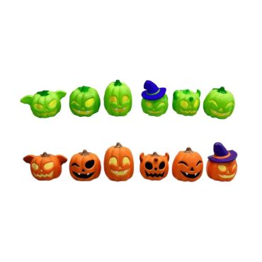 Citrouilles anti-stress Halloween orange et vertes avec visages rigolos | jourdefete.com