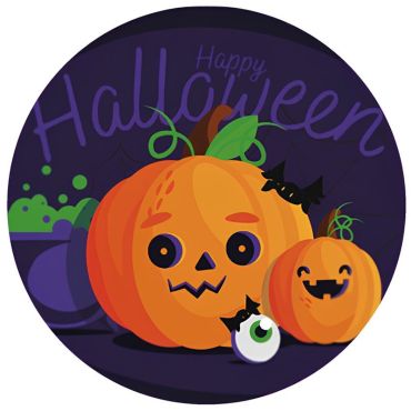 Assiettes en carton Halloween avec citrouilles mignonnes et chauves-souris | jourdefete.com