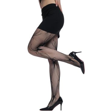 Collant résille noir motifs araignées Halloween | jourdefete.com