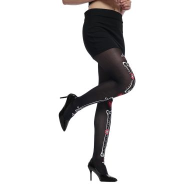 Collant Halloween La Flaca avec motifs osseux et décorations colorées | jourdefete.com