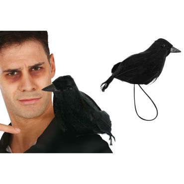 Accessoire de déguisement corbeau noir d'épaule réaliste de 15 cm avec élastique de fixation pour Halloween | jourdefete.com Accessoire de déguisement corbeau noir d'épaule réaliste de 15 cm avec élastique de fixation pour Halloween | jourdefete.com