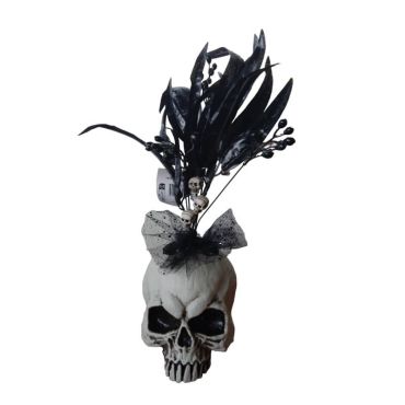 Halloween - Décoration à poser crâne et plumes