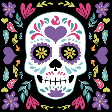 Serviettes en papier motif crâne coloré Día de los Muertos pour Halloween | jourdefete.com