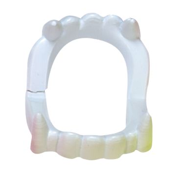 Faux dentier de vampire en plastique blanc avec canines pointues pour déguisement enfant | jourdefete.com