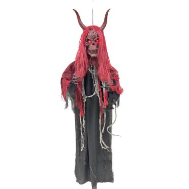 Décoration Halloween diable tremblant à suspendre 170 cm aux yeux rouges lumineux | jourdefete.com