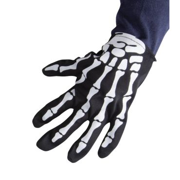Gants squelette noirs avec os blancs pour déguisement enfant Halloween | jourdefete.com