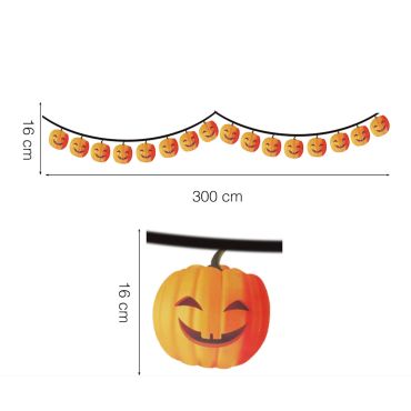 Guirlande Halloween 3 m avec citrouilles de 16 cm – décoration à suspendre | jourdefete.com