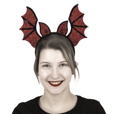 Serre-tête à sequins glam bat pour adulte de couleur rouge