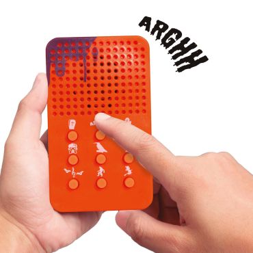 Haut-parleur Halloween orange avec boutons de sons effrayants utilisé pendant une fête | jourdefete.com