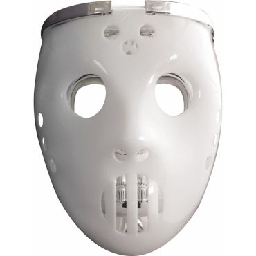 Masque de hockey blanc lumineux à LED pour costume de tueur de film d'horreur Halloween | jourdefete.com Masque de hockey blanc lumineux à LED pour costume de tueur de film d'horreur Halloween | jourdefete.com